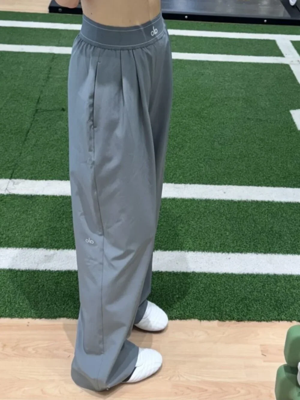 ALO Yoga Regular Steel Grey Straight Leg Trouser Easy Everyday Comfy Pants🕊